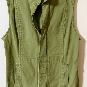 CAbi Olive Green Zip-Up Vest
